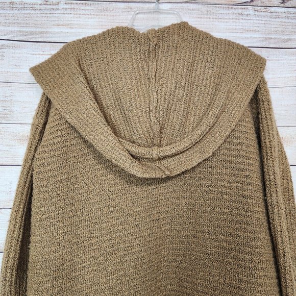 Anthropologie Kimchi Blue Camel Brown Knit Chunky Hooded Cardigan Women's XS - Picture 11 of 16